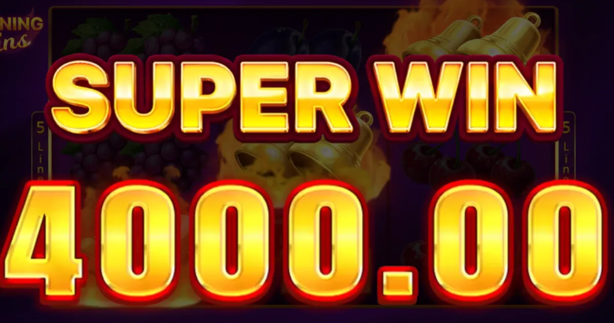 Burning Wins büyük kazanç ekranında altın renkli toplam ödeme yazısı